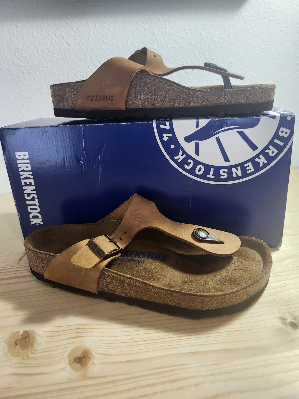 Birkenstock Gizen Soft Foitbef Brown Tan Leather Sandals Women's 6